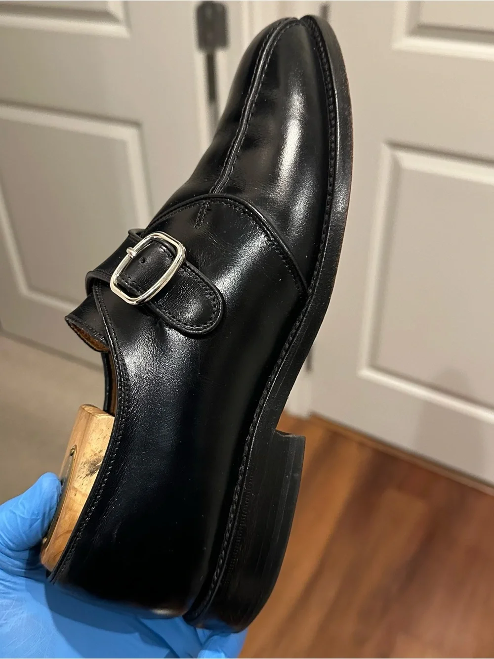 Allen Edmonds Black Leather Single Monk Strap Dress Shoes